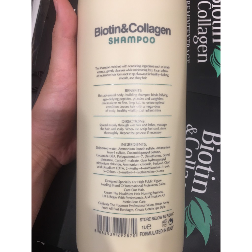 Cặp Dầu Gội Xả BIOTIN COLLAGEN 1000ml dưỡng tóc mềm mại - giảm rụng tóc - phục hồi tóc khô xơ