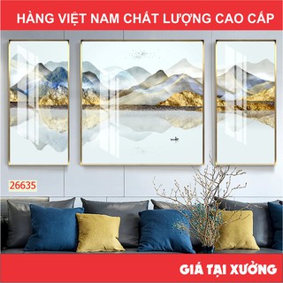 Tranh treo tường phong cảnh chất liệu pha lê tráng gương trang trí nội thất hiện đại, sang trọng