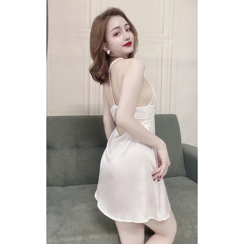 Váy Ngủ Lụa Satin Chữ T Cao Cấp Kèm Quần Chip Đồ Ngủ Sexy Babi mama - BV03 | BigBuy360 - bigbuy360.vn