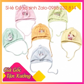 Mũ sơ sinh buộc dây cotton đẹp