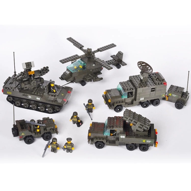SLUBAN M38-B7000 Xếp hình kiểu Lego LAND FORCES 2 Army Air Defense Artillery Đội Xe Bắn Trên Không 956 khối