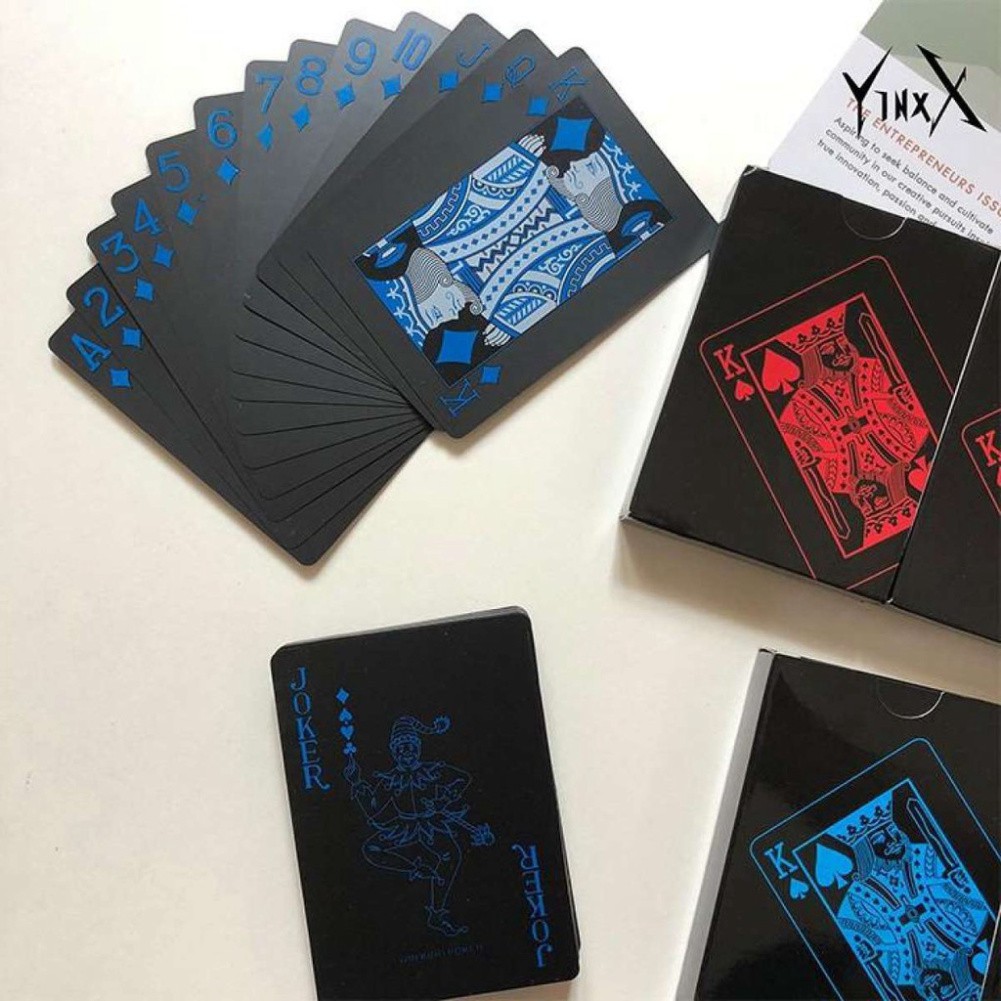Bộ Bài Tây Poker Nền Đen Cao Cấp Chọn Màu – Bài Tây Nhựa PVC Chống Thấm Nước Màu Đen