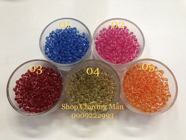 100G Chuỗi Hạt Pha Lê Nhựa 6mm (có nhân màu) Giá Sỉ