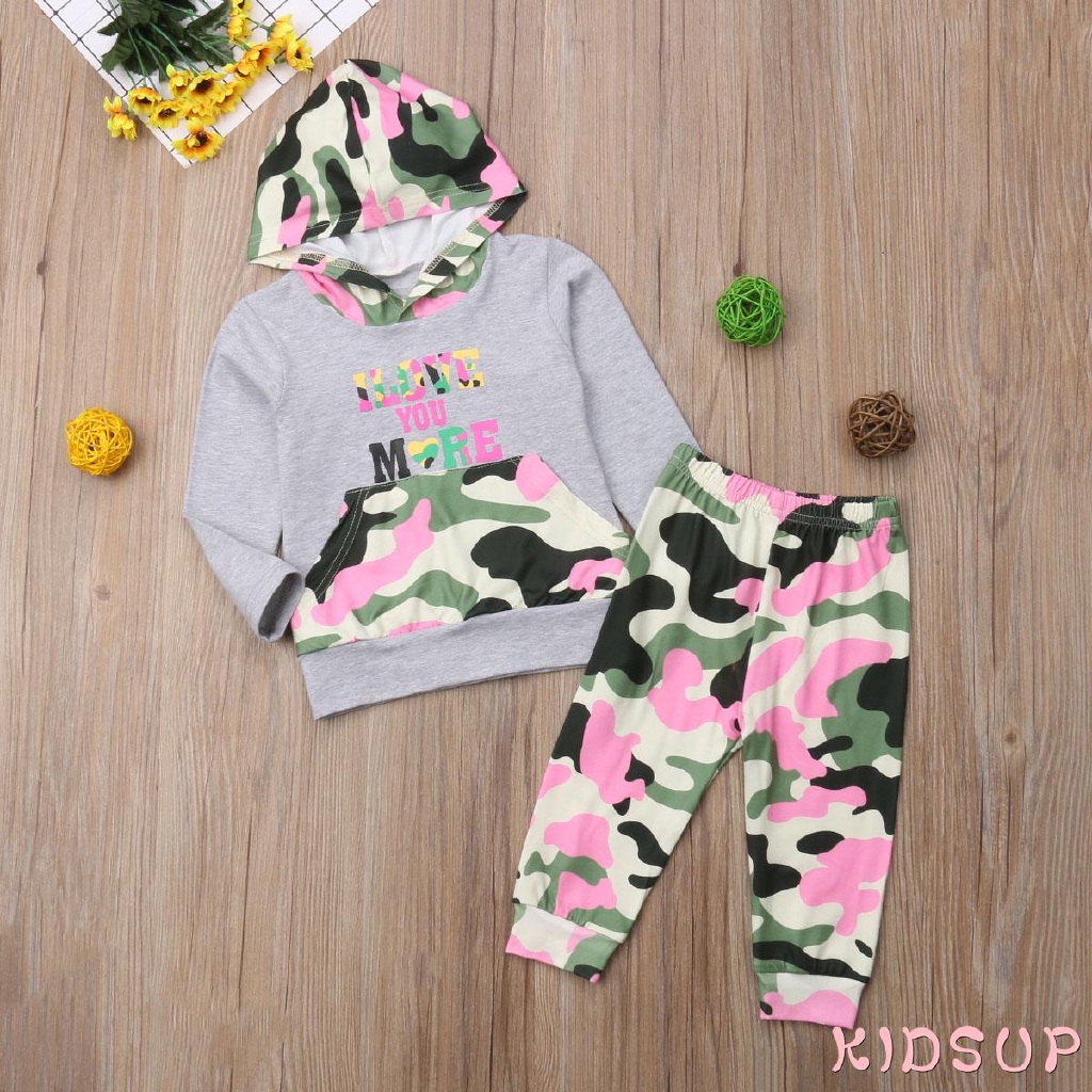 Set Áo Hoodie + Quần Dài Họa Tiết Rằn Ri Cho Bé Gái