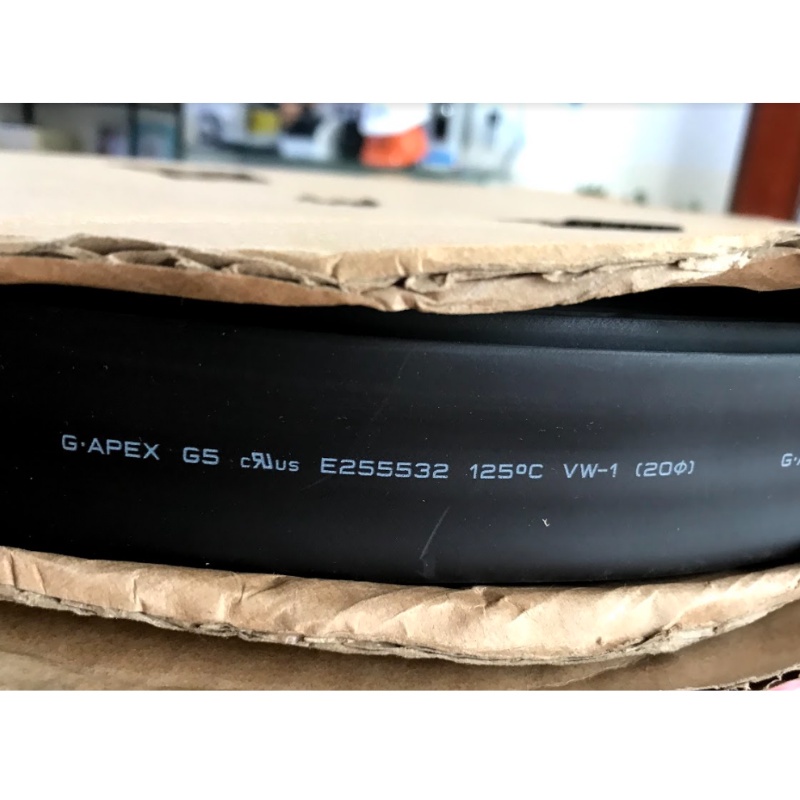 Ống gen co nhiệt chống cháy, tiêu chuẩn ROSH, Made in Taiwan, Điện áp 600V, Màu đen