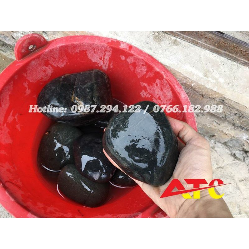 Sỏi cuội đen tự nhiên kích thước 6-10cm