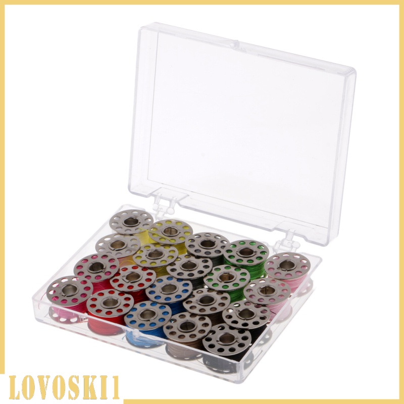 [LOVOSKI1]20pcs Colorful Sewing Threads and Stainless Steel Bobbins DIY Sewing Tools