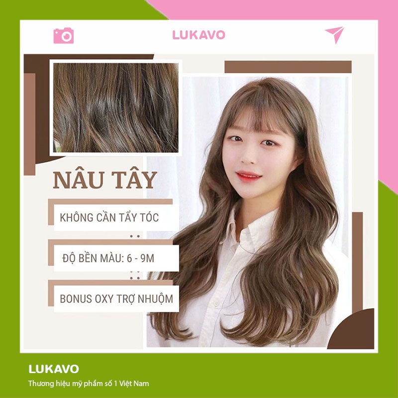 Thuốc Nhuộm Tóc Nâu Tây tặng oxy trợ nhuộm và găng tay mũ ủ