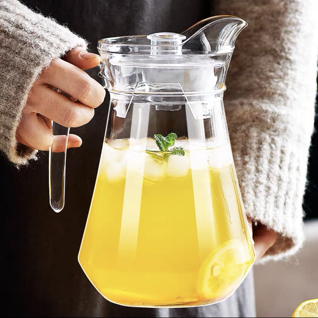Bình đựng nước thủy tinh trong suốt cao cấp 1300ml có miệng rót tay cầm sang trọng dày dặn  hàng loại đẹp đa năng GIKO