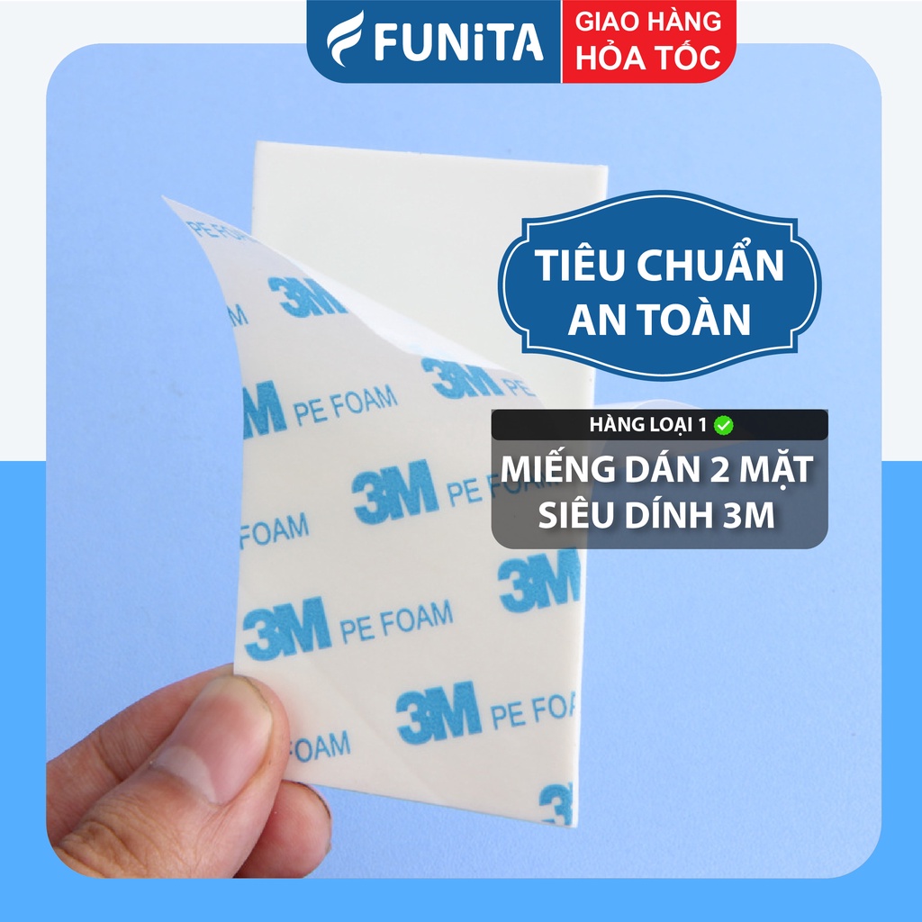 Miếng Dán 3M Đa Năng 2 Mặt, Gói 4 Miếng, Dán Siêu Dính Funita