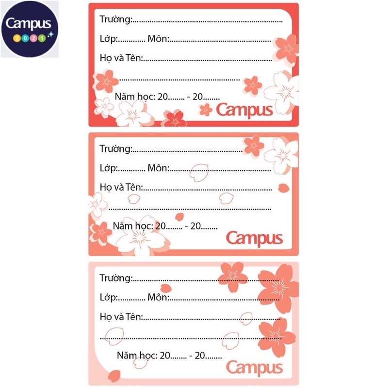 Túi 18 Nhãn Vở Học Sinh Campus Rain Of Sakura