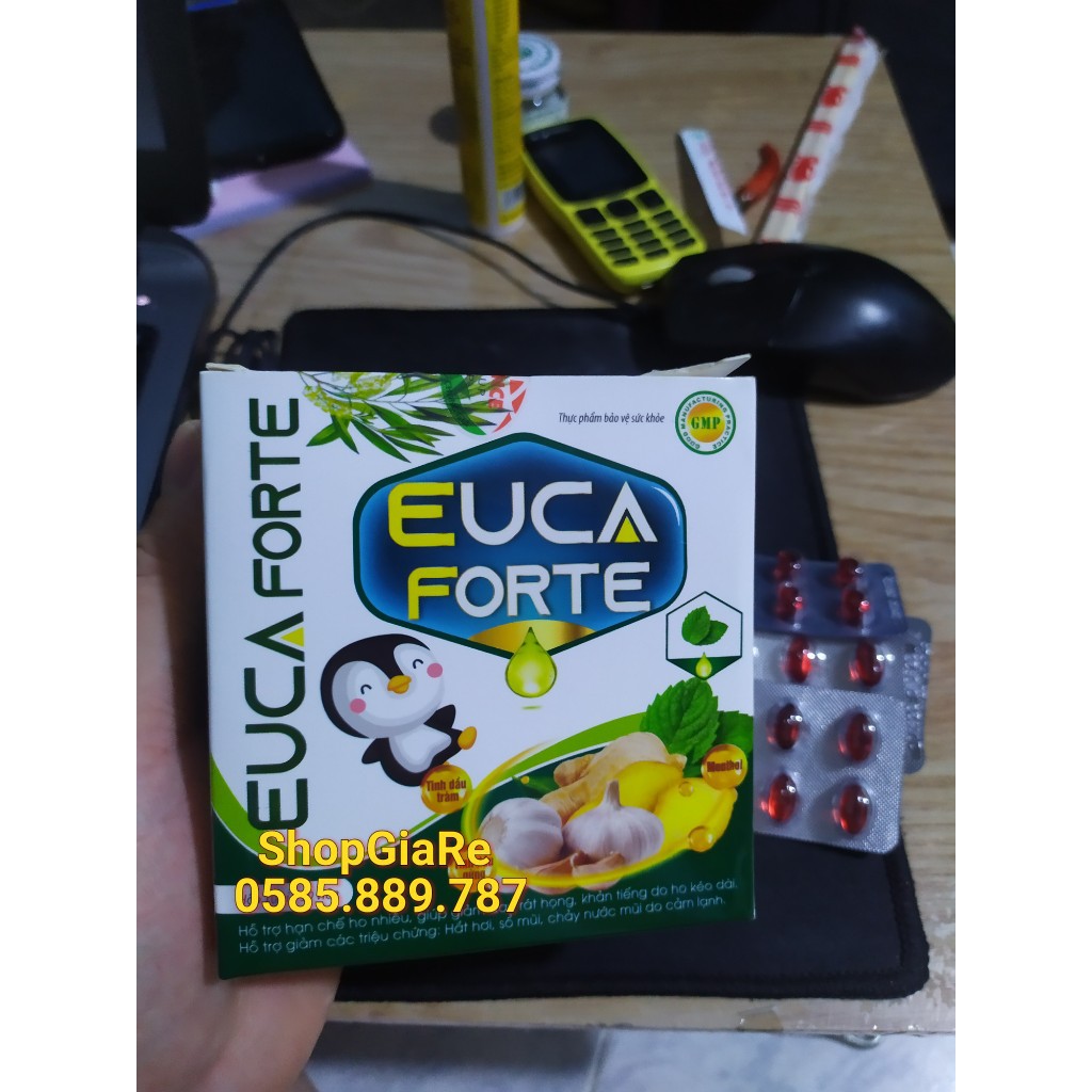 Euca Forte (100 viên) - Giảm ho, thông thoáng mủi họng, đau rát họng, khản tiếng, hắt hơi  sổ mũi, cảm lạnh