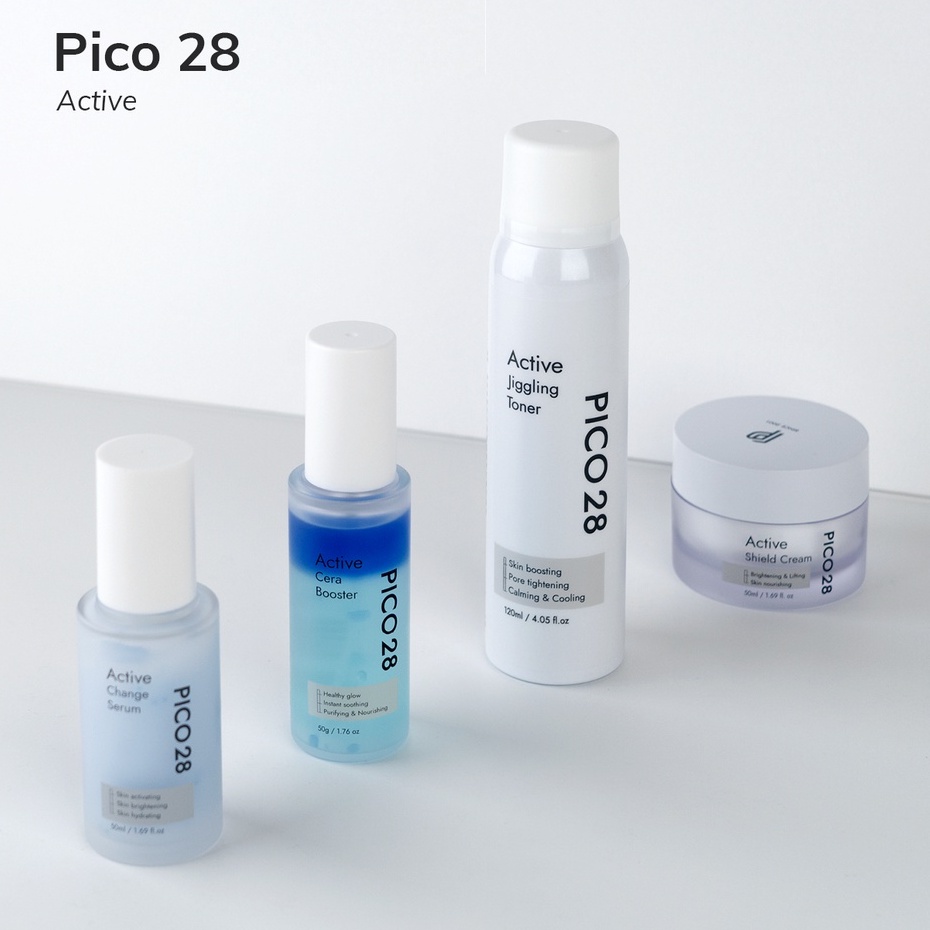Bộ bốn sản phẩm Pico 28 Active, dưỡng da, cấp ẩm, căng bóng