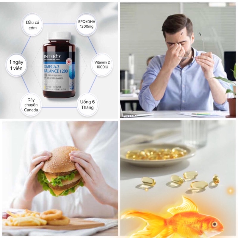 Viên Uống Omega 3 Intero Balance 1200 Hàn Cao Cấp Đào Thải Mỡ Hiệu Quả Cải Thiện Trí Nhớ Thị Lực