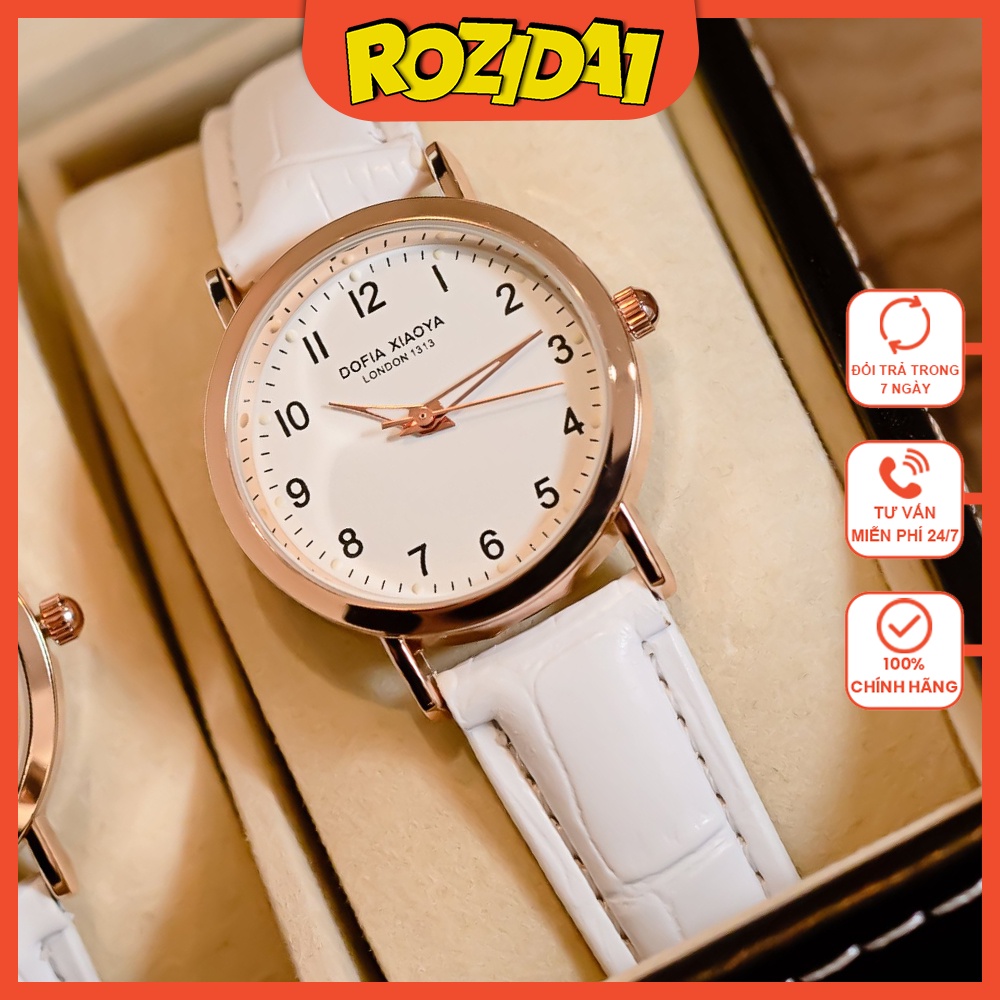Đồng hồ nữ dây da đẹp chính hãng thời trang mặt tròn nhỏ cao cấp giá rẻ chống nước Rozida'1 DH02