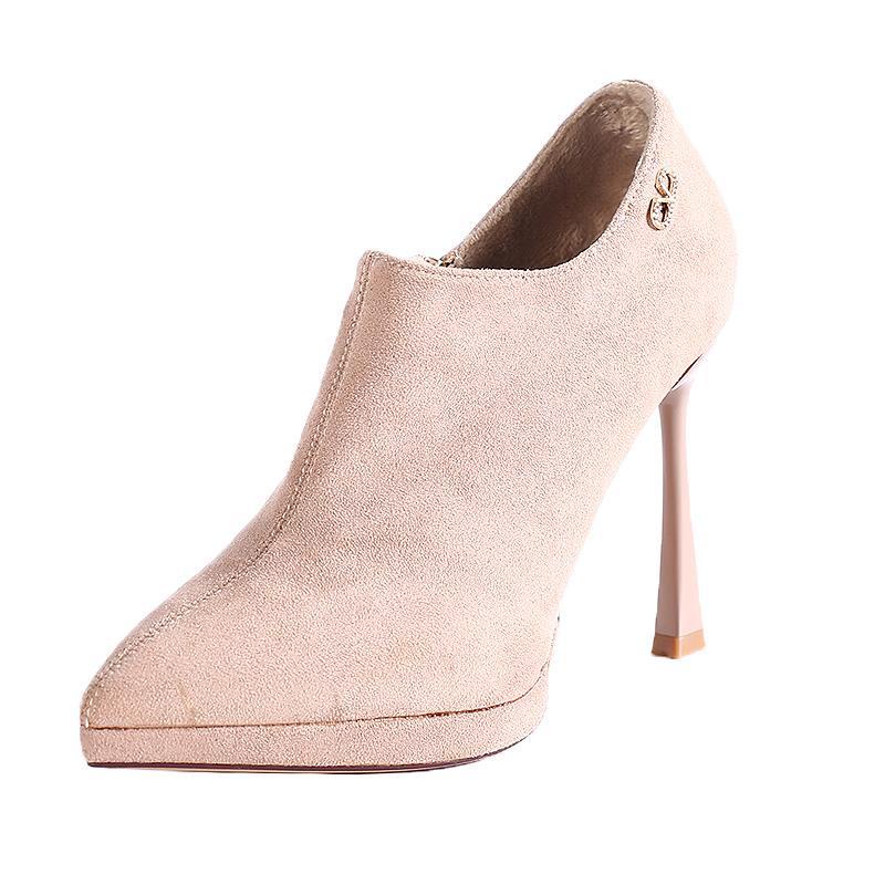 Giày Boots Cao Gót Mũi Nhọn Phong Cách Anh Quốc Cho Nữ