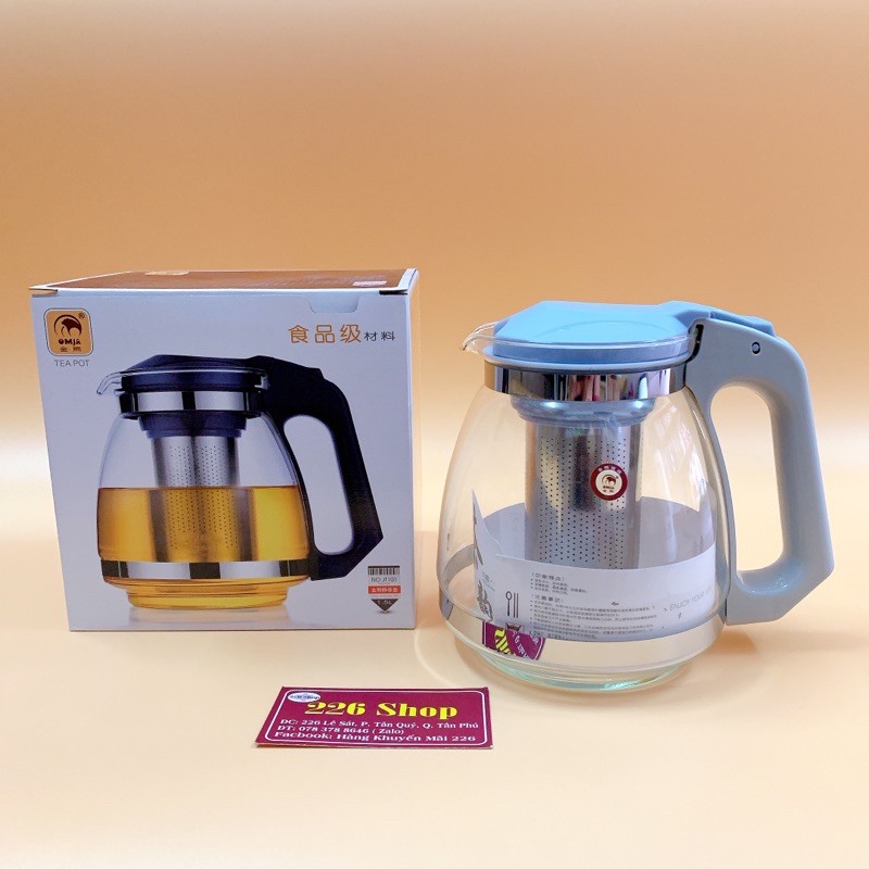 Bình lọc trà thuỷ tinh 1500ml [Chịu nhiệt đến 100 độ].Được chọn màu