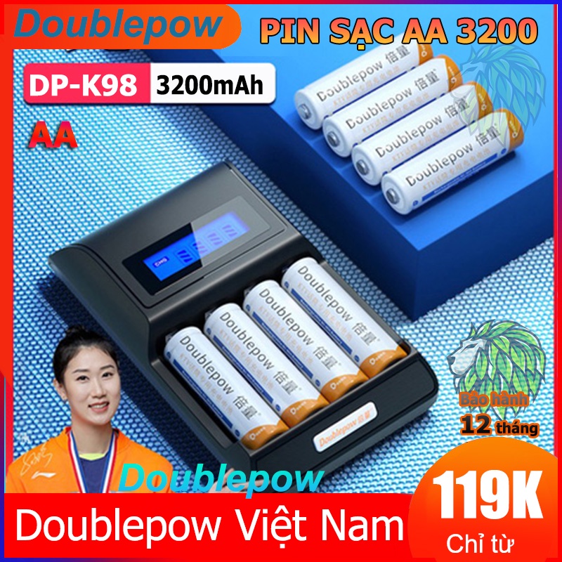 Pin sạc AA 3200mAh Doublepow cho micro karaoke, máy ảnh, đồ điện tử, điều khiển hay đồ chơi dùng pin của trẻ