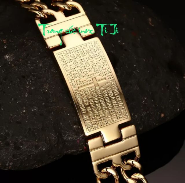 Lắc nam inox khắc thập tự và kinh thánh