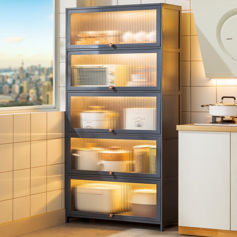 Vật dụng nhà bếp tủ đựng đồ sàn nhiều tầng bát đĩa đa chức năng lò vi sóng