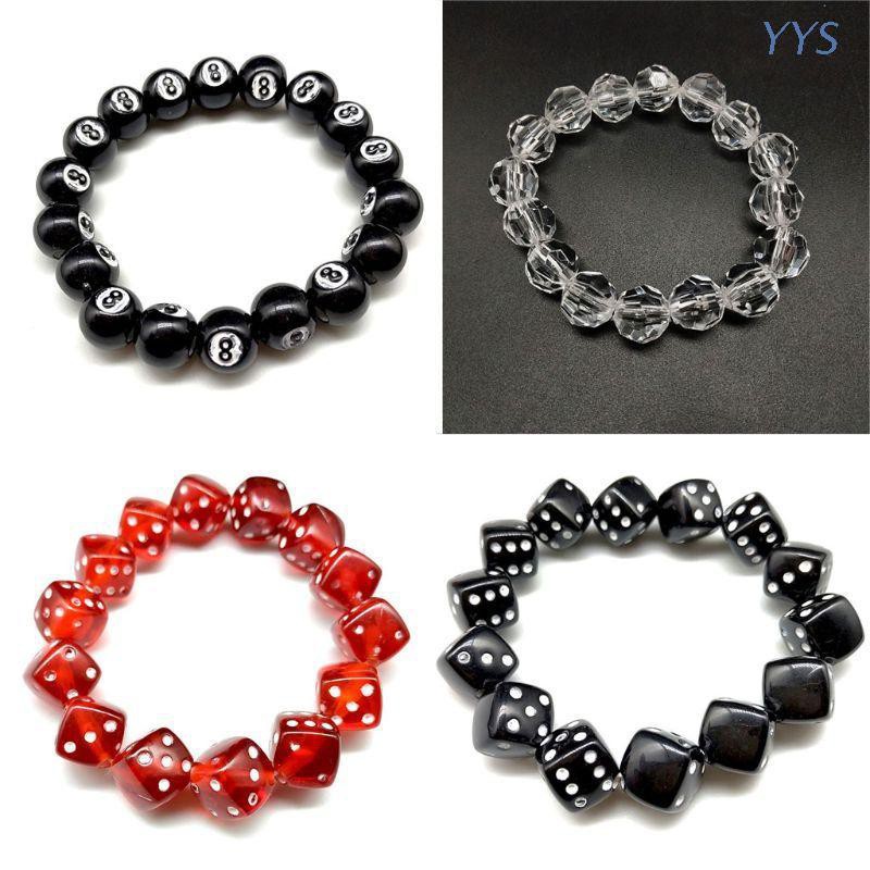 YYS Colorful Acrylic Dice Beads Stretch Bracelets Funny Game Lucky Dice Bracelets