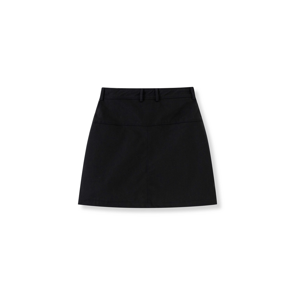 Chân váy ngắn The Basic kaki thô có lót trong dày dặn không nhăn tôn dáng