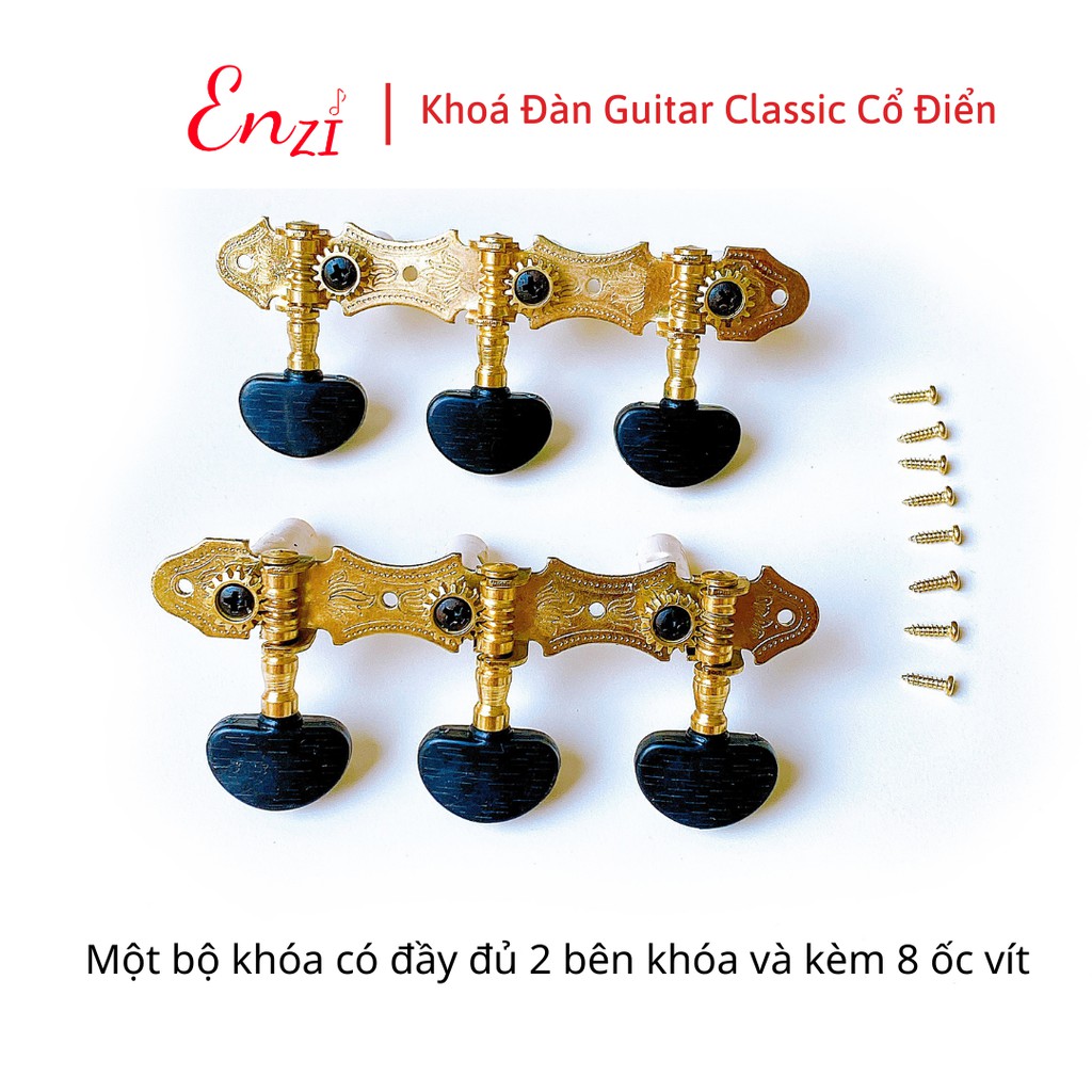 Khóa đàn guitar classic cao cấp có đủ 2 bên khóa kèm ốc vít Enzi