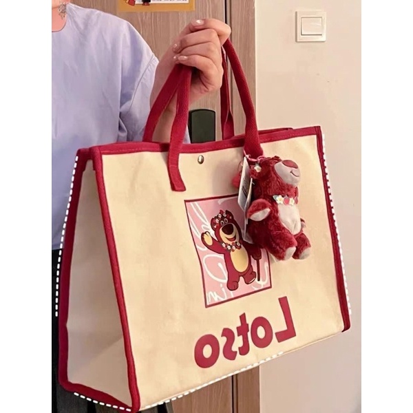 Túi Xách Nữ Bản To Gấu Hồng Lotso Cầm Tay Hot Trend 2022