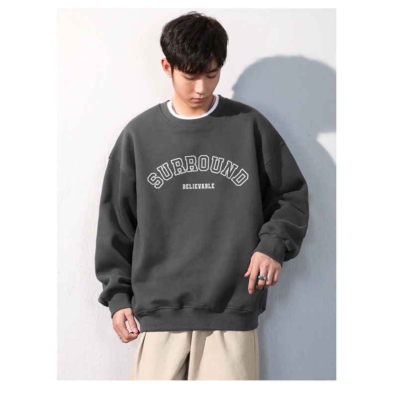 Áo SWEATER Nỉ Cổ Tròn Phối Chữ SURROUND Phong Cách ZANGZANG, Chất Nỉ Ngoại Siêu Dày Dặn Phong Cách Trẻ Trung Năng Động