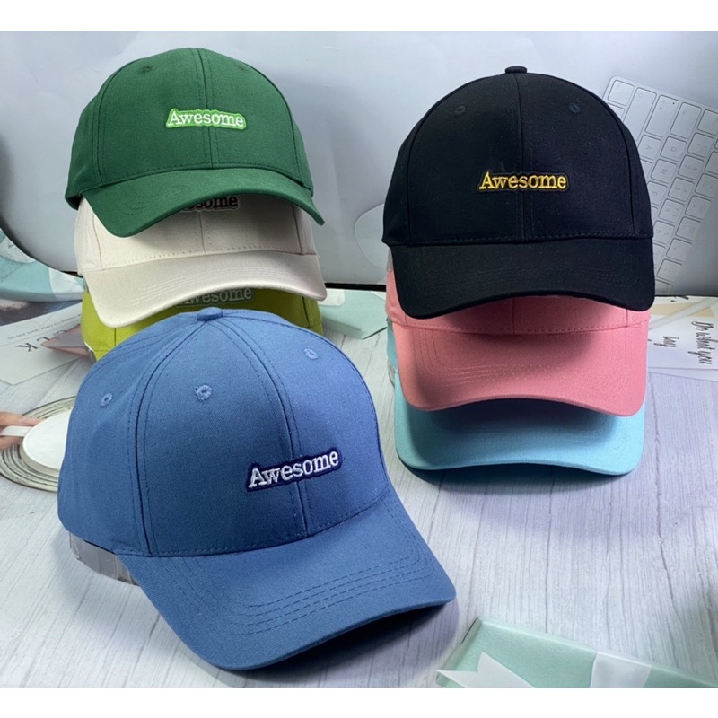 Mũ kaki hàn quốc - nón kết lưỡi trai màu trend ❤️ Thêu nền Awesome thời trang nam nữ