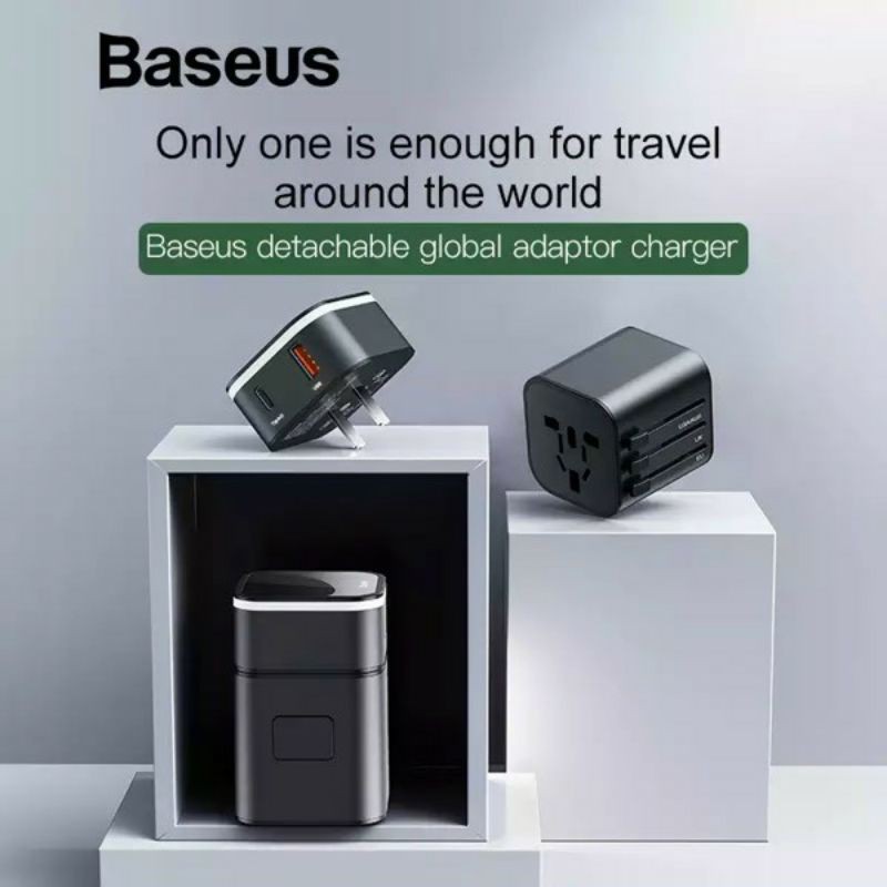 [Mã 2404EL10K giảm 10K đơn 20K] Bộ sạc nhanh du lịch đa năng Baseus Removable 2 in 1 Universal Travel Adapter PPS