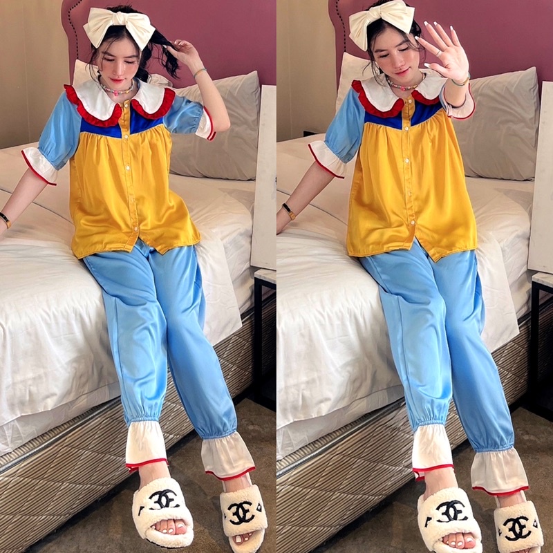 Đồ bộ pijama mặc nhà LỤA SATIN LATIN LOẠI 1 cao cấp Tay Ngắn Quần Dài cho bạn nữ dưới 62kg mặc sang trọng
