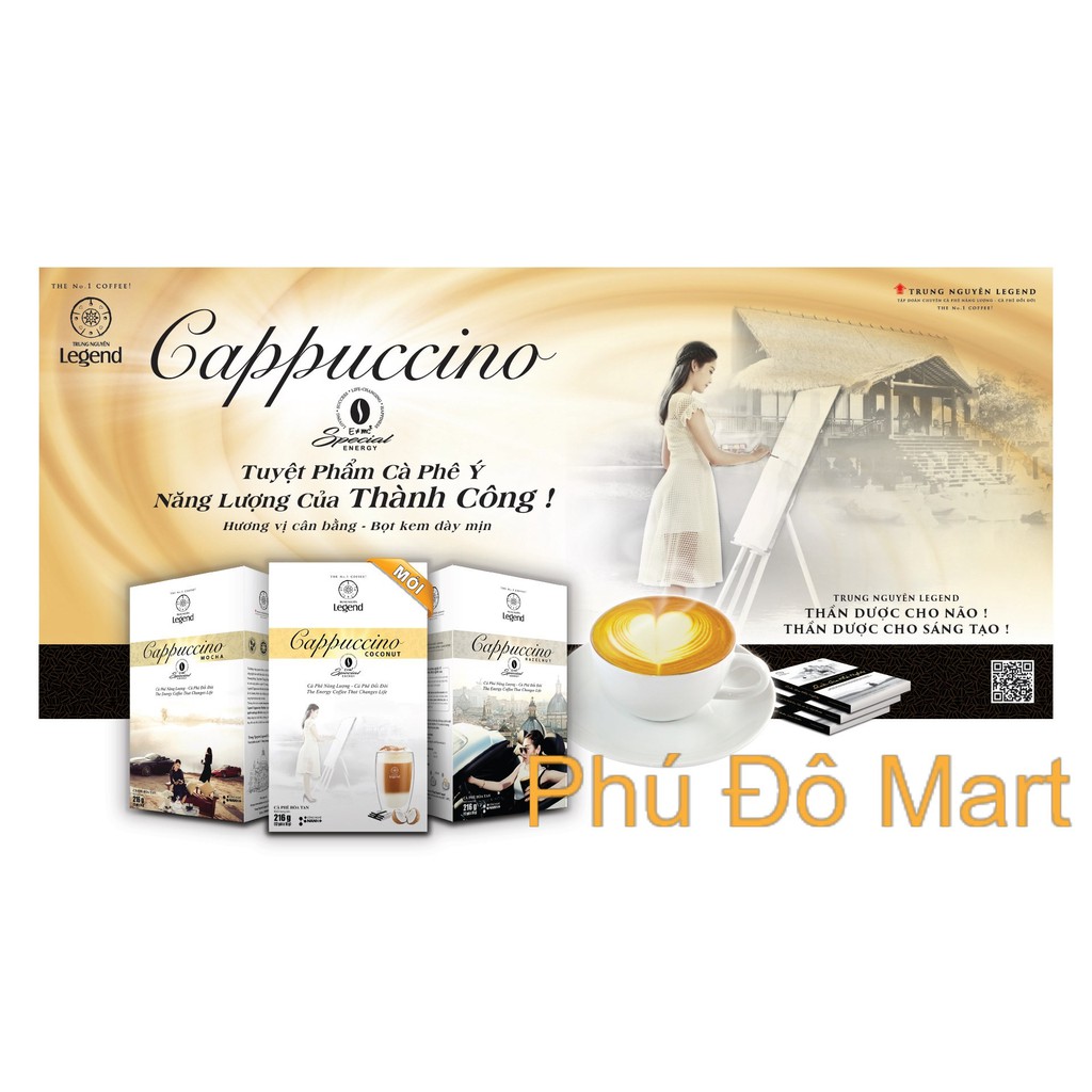 Cà Phê Sữa Hòa Tan Trung Nguyên Legend Cappuccino Vị Hazelnut / Mocha / Coconut Hộp12 Sticks 18gr