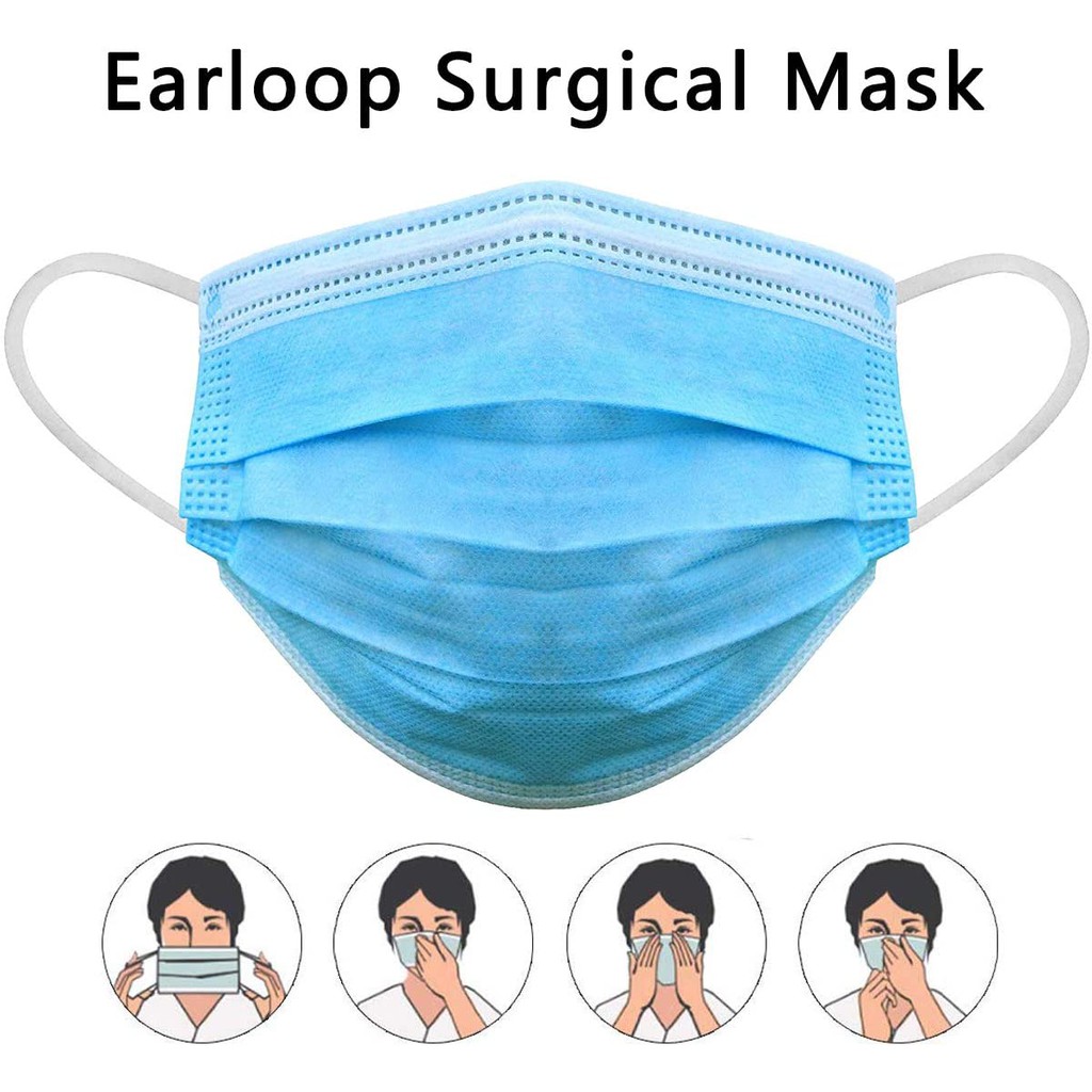 Disposable Earloop Face Mask Thick 3-Ply Non-woven Dust Filter Face Mask