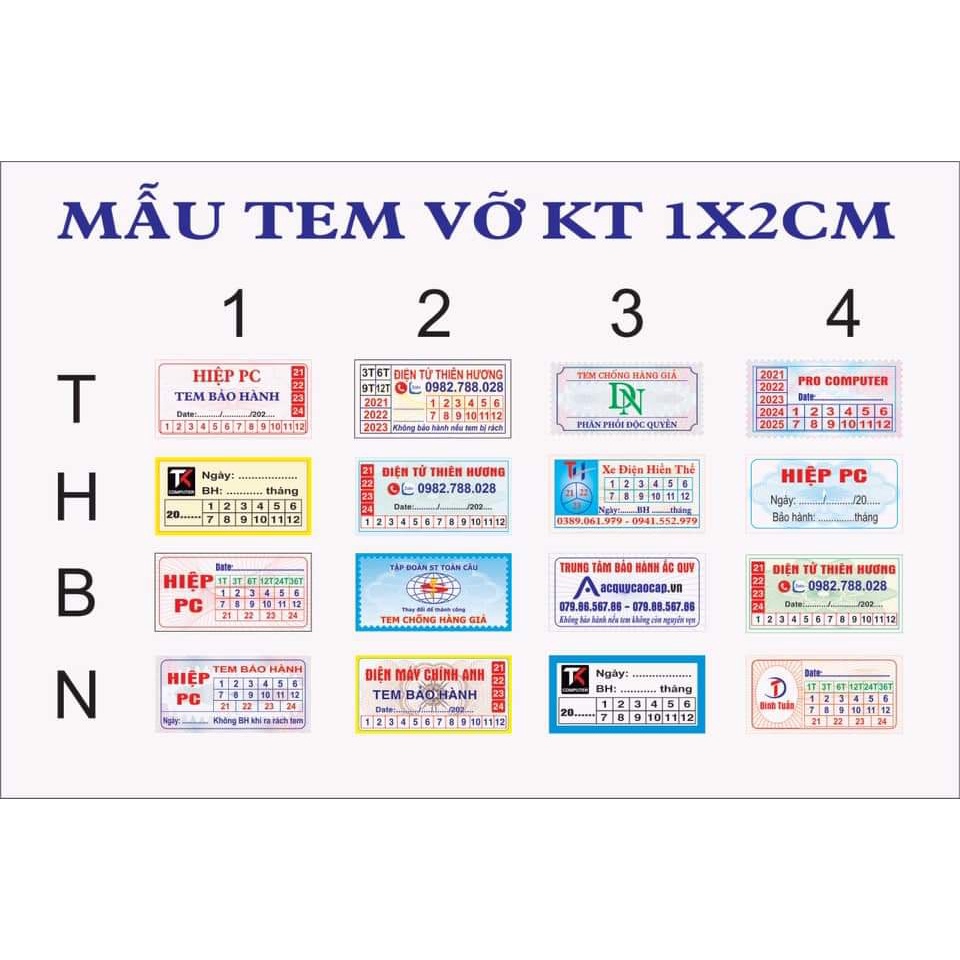 in tem nhãn, tem vỡ, in bảo hành - tem niêm phong - tem chống giả - Thiết kế theo yêu cầu (Vui lòng chat với Shop trước)