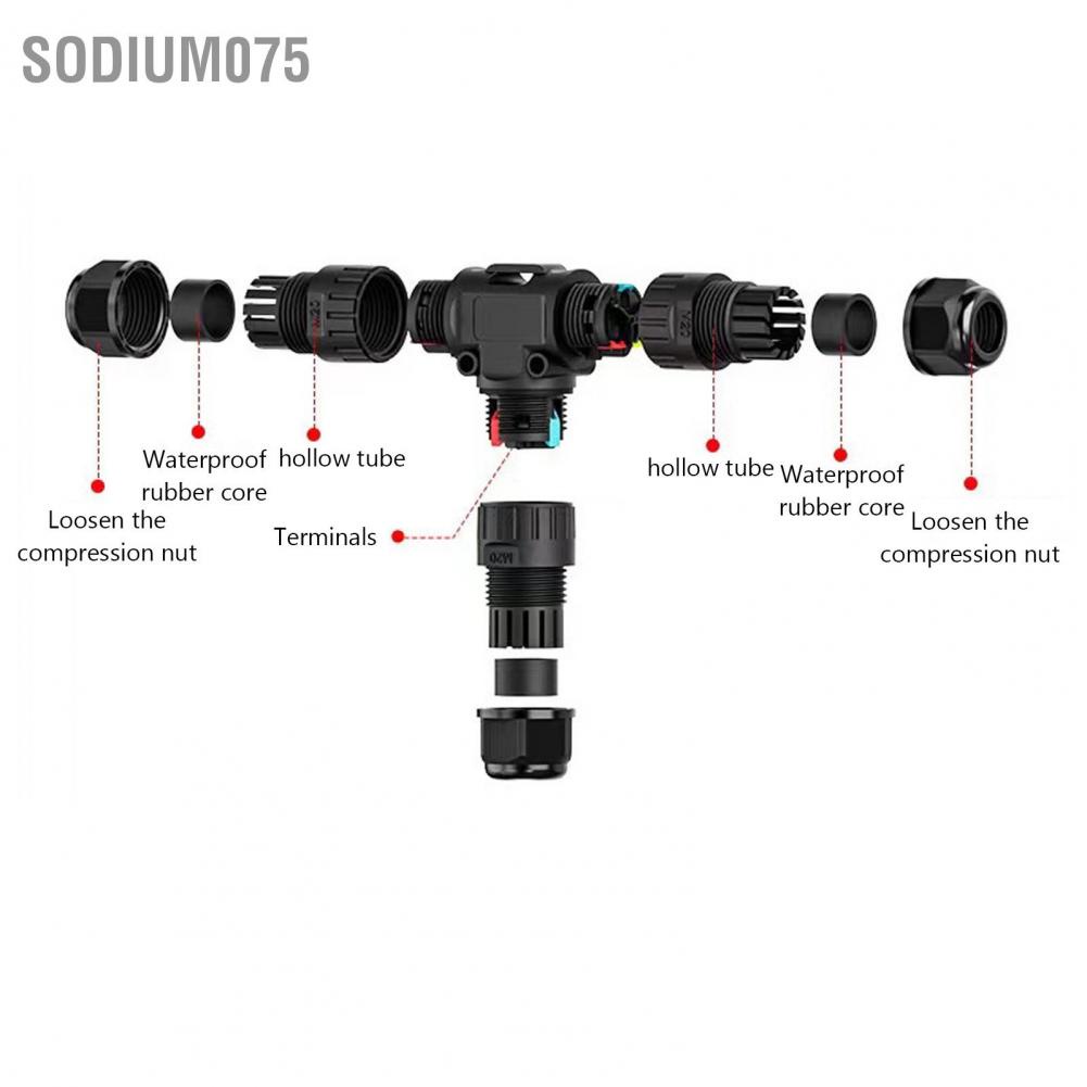 Set 2 Đầu Nối Chữ T Chống Nước IP68 450V 16A 9‐12mm 3 Chiều