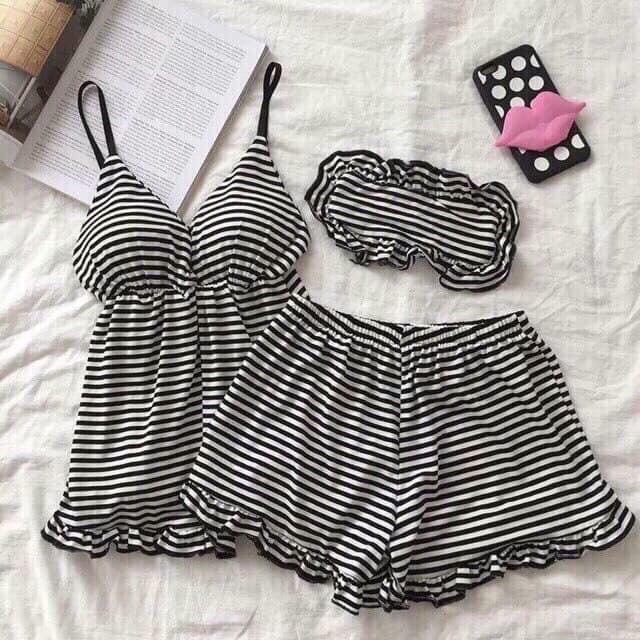 [Ảnh thật tự chụp] Đồ bộ mặc nhà có mút ngực, đồ bộ thun poli co giãn cực êm tặng kèm bịch mắt  giá rẻ | BigBuy360 - bigbuy360.vn
