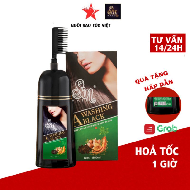 Dầu gội phủ bạc SIN HAIR chính hãng Nhật Bản thành phần nhân sâm tự nhiên giúp đen tóc nâu tóc từ lần gội đầu tiên