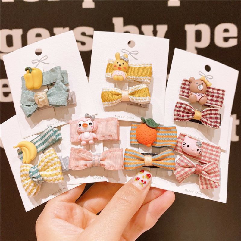 Set 2 Kẹp Tóc Phong Cách Hàn Quốc Xinh Xắn Cho Bé Gái
