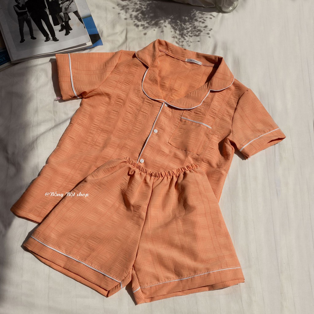 Bộ đồ ngủ mặc nhà rainbow pijama chất đũi nhăn cao cấp hot trend hè 2021