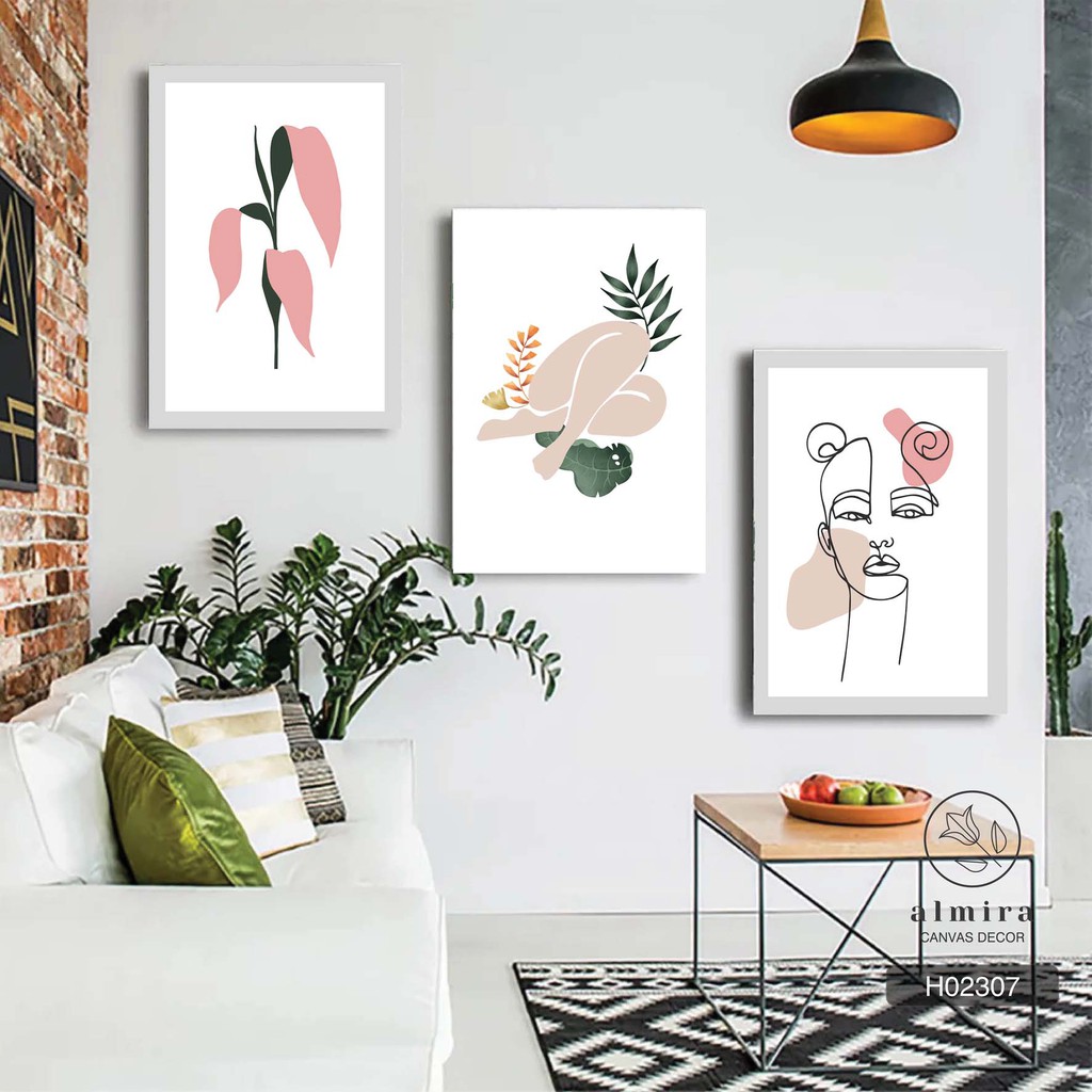 [Mã SRJULY1215 giảm 20K đơn 50K] 💘💘 Bộ 3 Tranh Canvas gam màu pastel HOT nhất 2020 - tặng đinh treo 3 chân[H023] | BigBuy360 - bigbuy360.vn