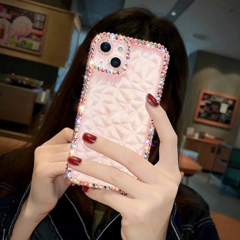 Ốp Điện Thoại Silicon Mềm Trong Suốt Đính Đá Lấp Lánh Sang Trọng Cho IPhone 14 13 12 11 Pro Max X XS XR 7 8 Plus SE 2020