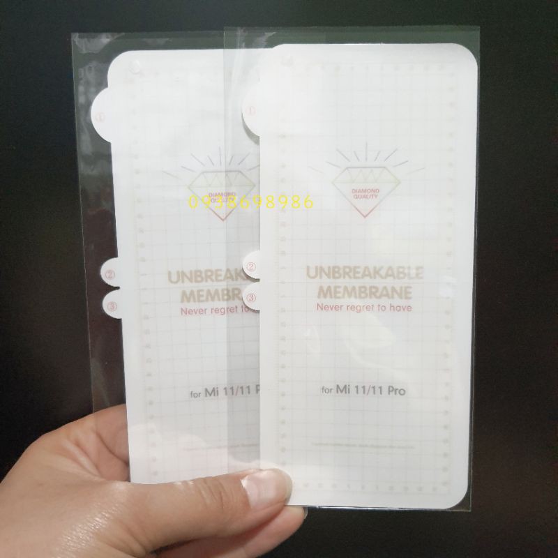 Miếng dán dẻo ppf cho màn hình điện thoại Xiaomi Mi 11 / Mi 11 Pro / Mi 11 ultra - tự phục hồi vết xước, khăn lau.