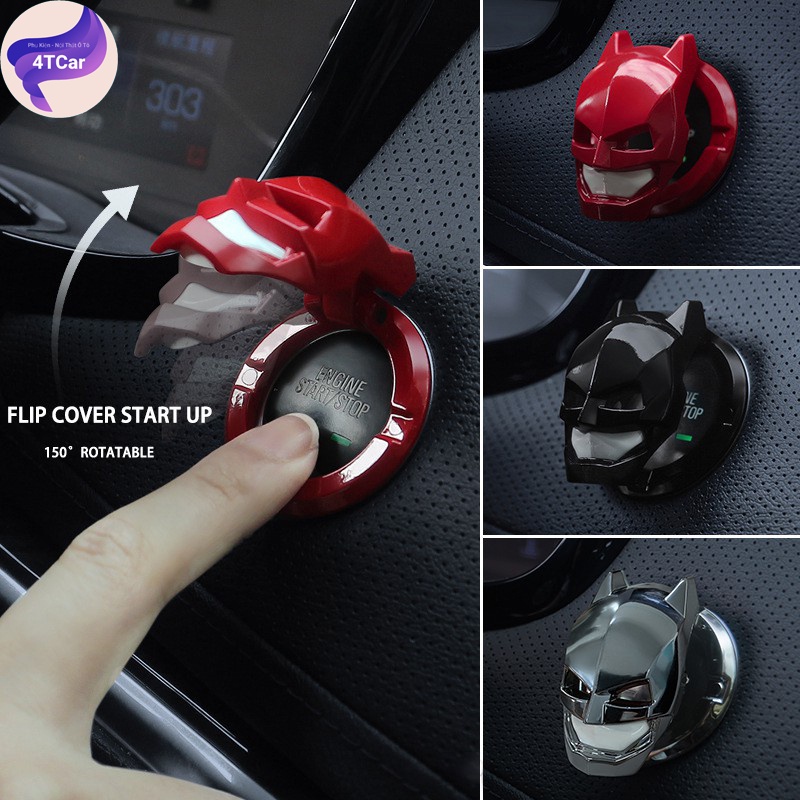 Trang trí nút khởi động xe ô tô start stop hình iron man, batman