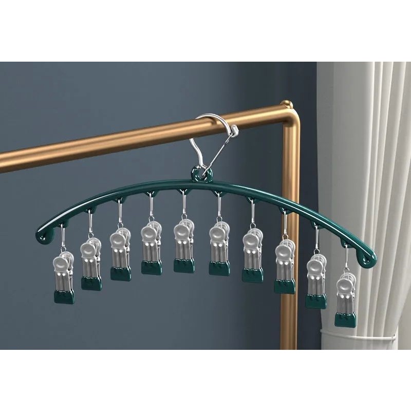 Giá Đỡ 10 Kẹp Phơi Quần Áo Chống Gió Bằng Thép Không Gỉ