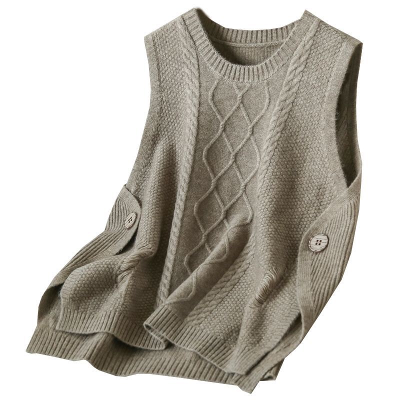 Áo Vest Dệt Kim Không Tay 165487 Áo Sweater Không Tay Trơn Màu Đơn Giản