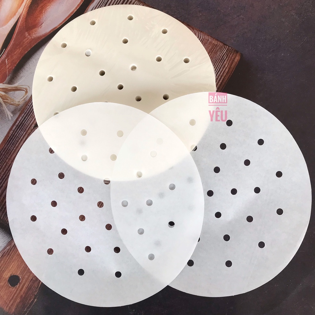 Giấy Nến Tròn Đục Lỗ Hấp Bánh Bao/Nồi Chiên Không Dầu 500 Tờ