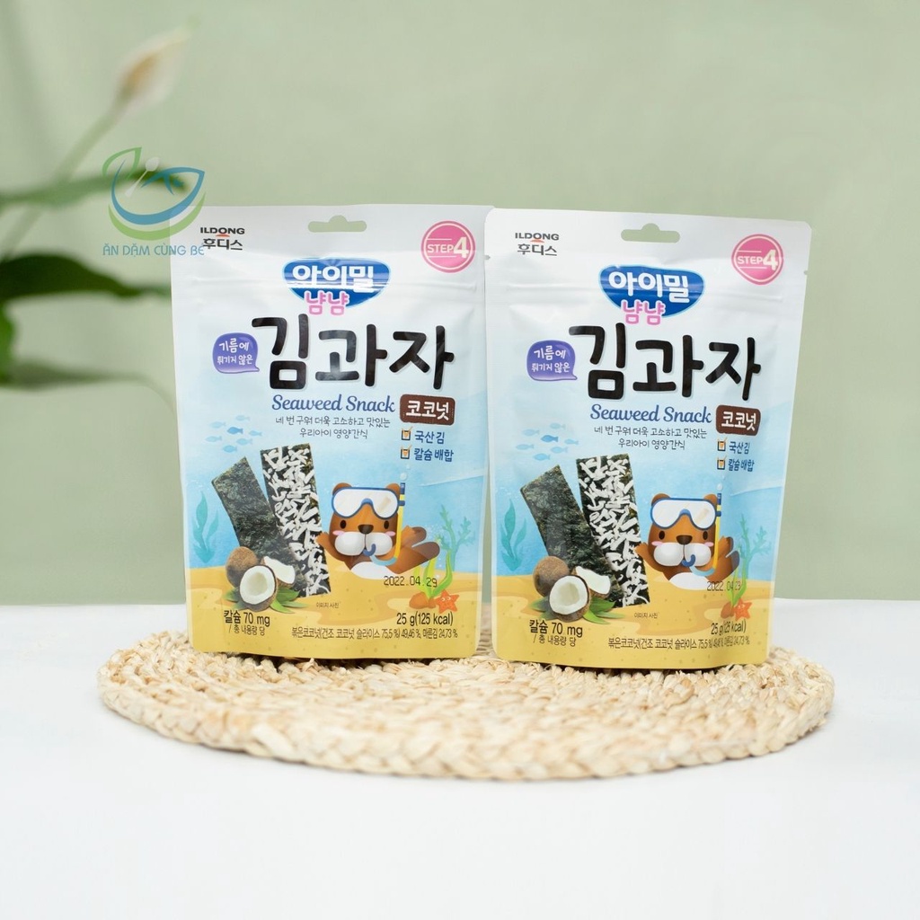 Snack rong biển miếng ăn liền Hàn Quốc hữu cơ cho bé ăn dặm ILDONG giòn ngon chính hãng 88011