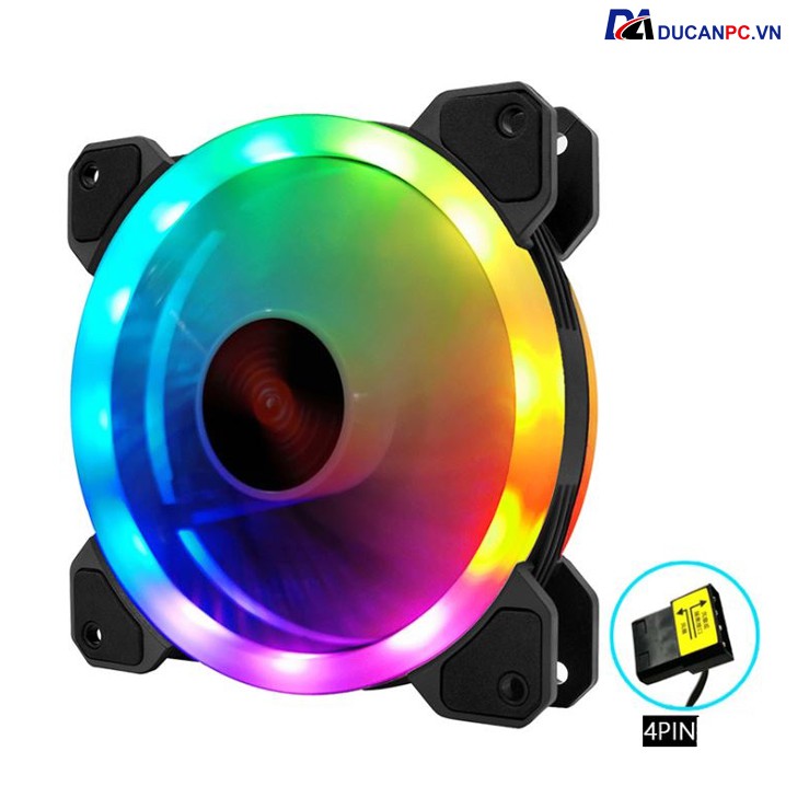 Quạt Tản Nhiệt, Fan Led RGB Coolmoon K2 - Tự Động Đổi Màu, Không Cần Hub