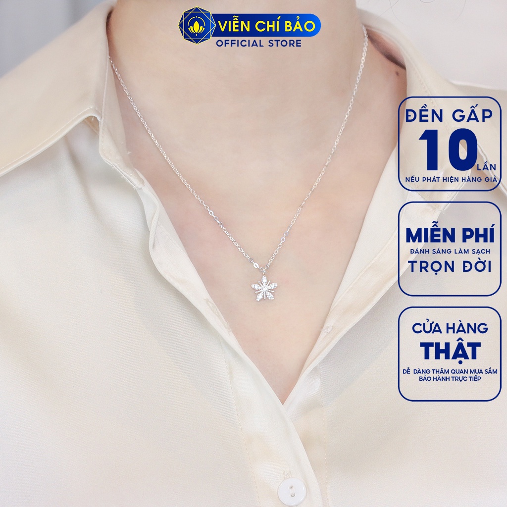 Dây chuyền bạc nữ Hoa Mai đính đá chất liệu bạc 925 thời trang phụ kiện trang sức Viễn Chí Bảo D400553